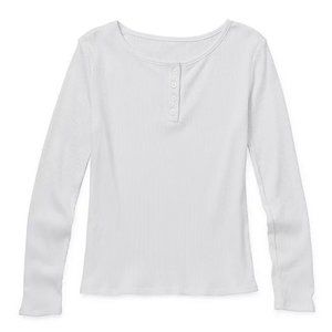 Thereabouts Little & Big Girls Henley Neck Long Sleeve T-Shirt